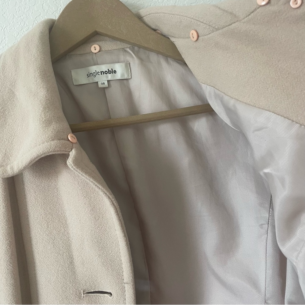 SingleNoble Tan Pea Coat (Wool and Cashmere blend) - Picture 7 of 8